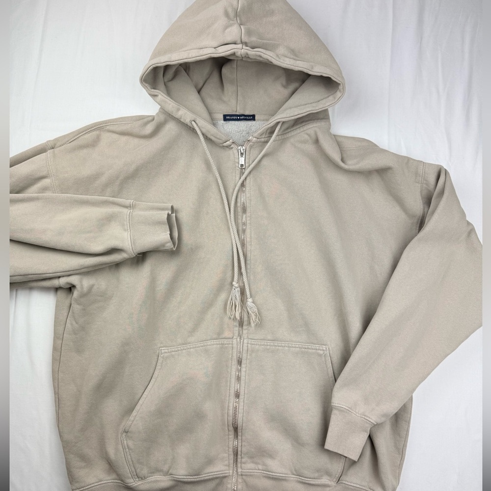 Brandy‎ Melville Taupe Zip-Up hoodie Sweater